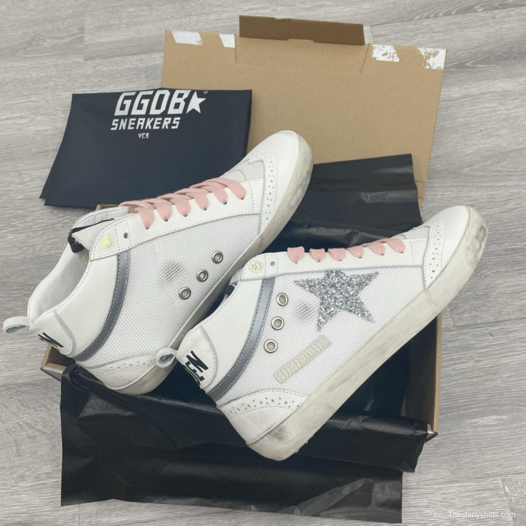 2024 Unisex GGDB White Pink Grey Leather Mesh High Top Sneakers MJ00300