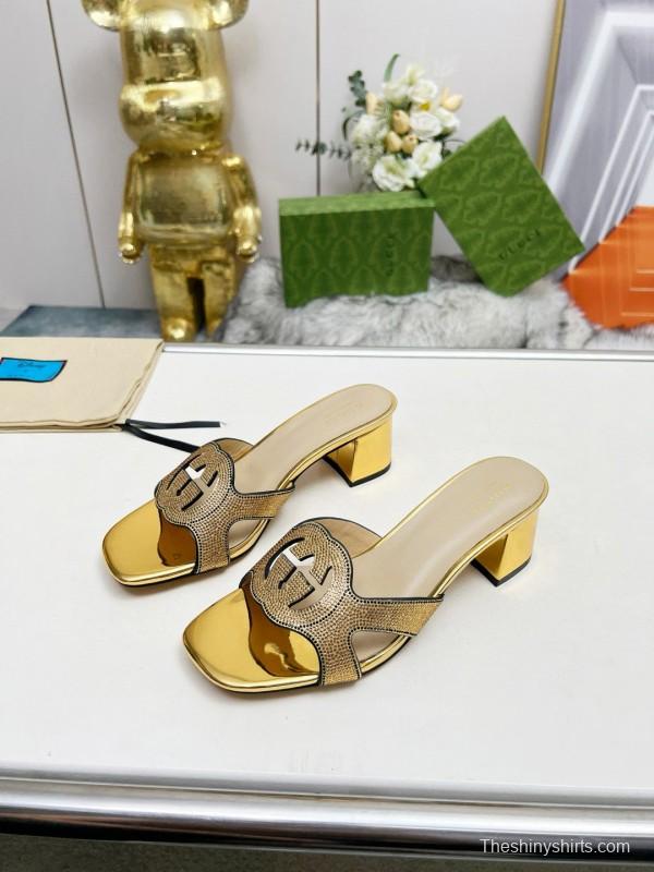 2025 Gucci Gold Leather Slippers