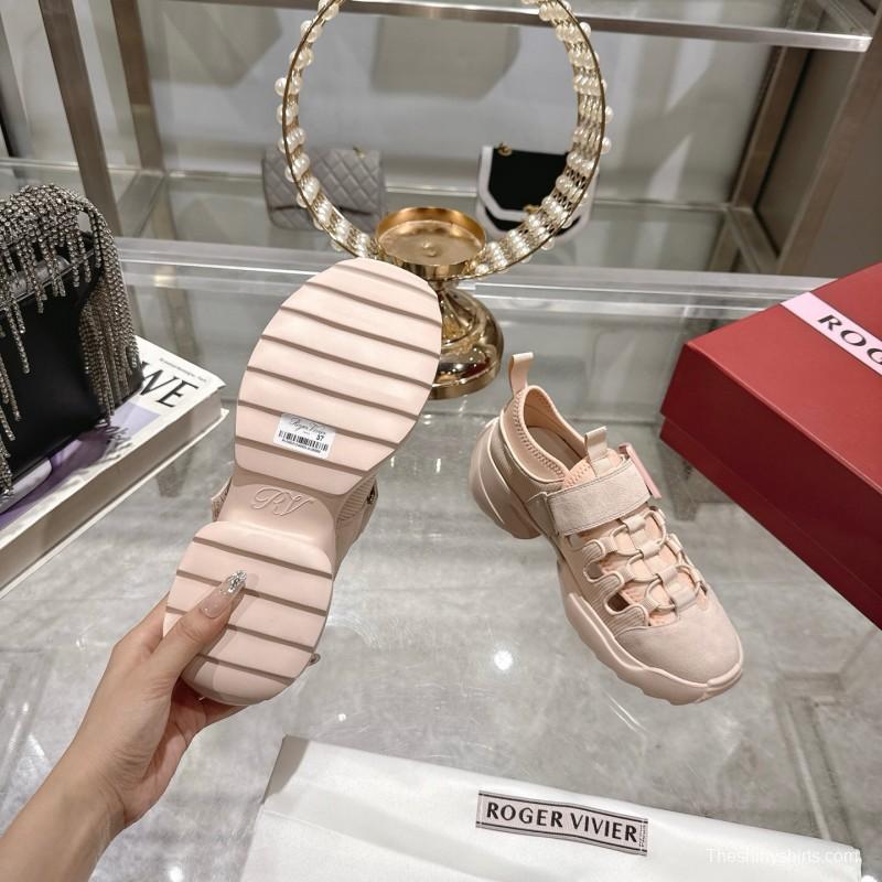 2025 Women RV Pink Knit Suede Sneakers LY00400