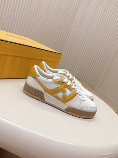 2025 Unisex Fendi White Yellow Leather Plimsolls FD Match LY00360(F)/LY00370(M)