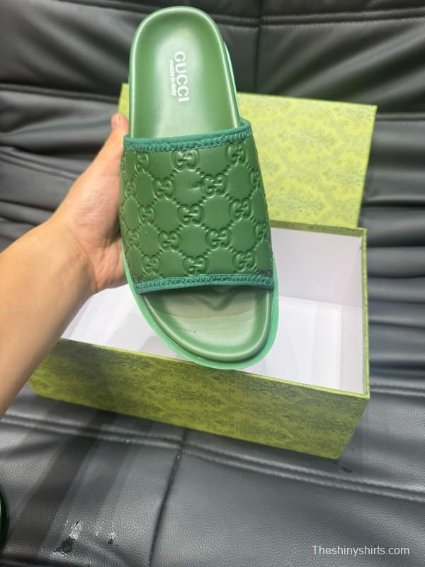 2024 Unisex Gucci Green Leather Mules MJ00200