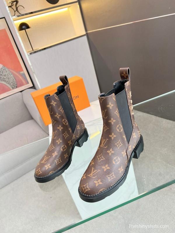 2024 Women Louis Vuitton Brown Leather Boots MJ00310