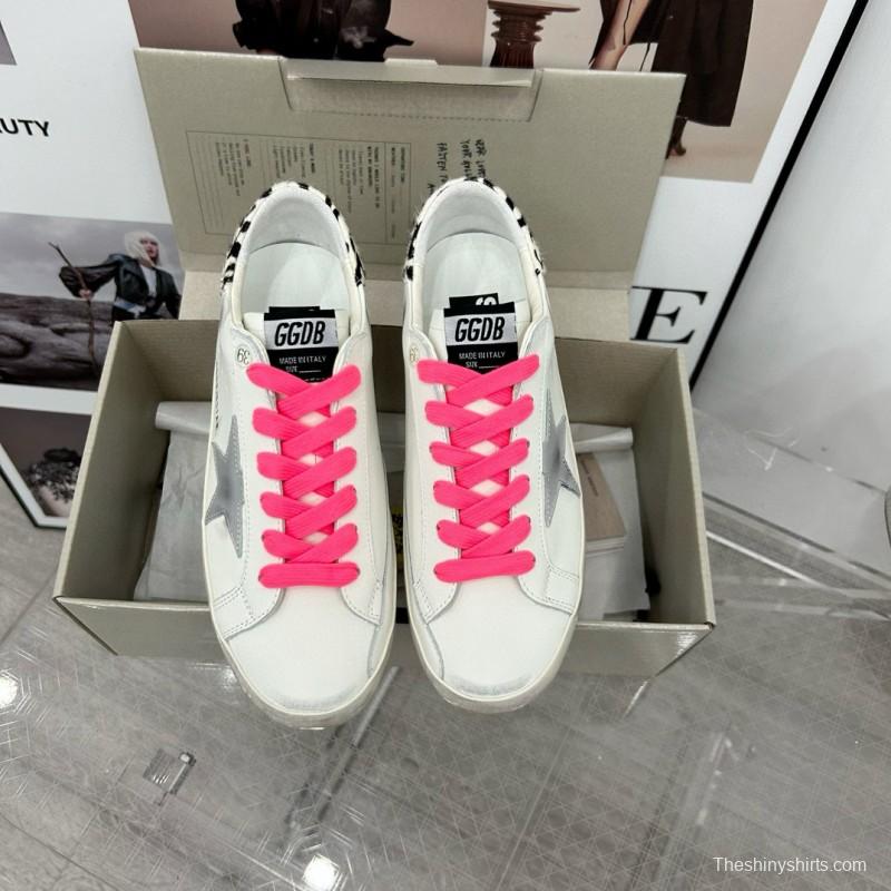 2025 Women GGDB White Pink Leather Sneakers