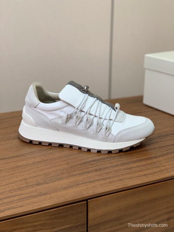 2025 Men Brunello Cucinelli White Leather Casual Sneakers