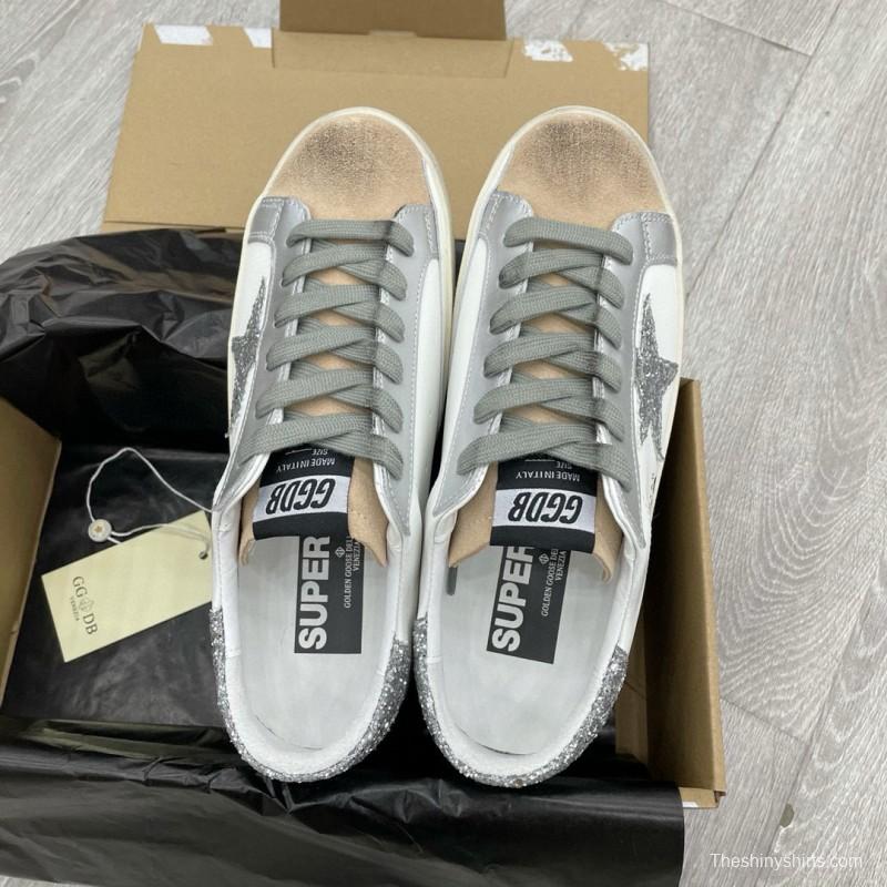 2025 Women GGDB White Silver Leather Suede Sneakers