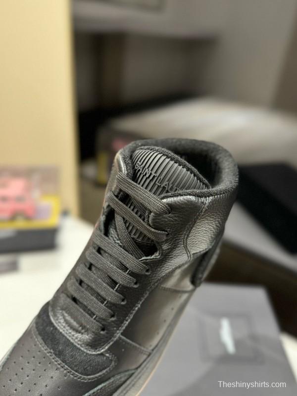 2024 Unisex Yves Saint Laurent Black Leather Sneakers Perforated Craft MJ00390