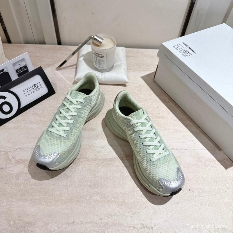 2025 Women MM6 Light Green Silver Mesh Sneakers