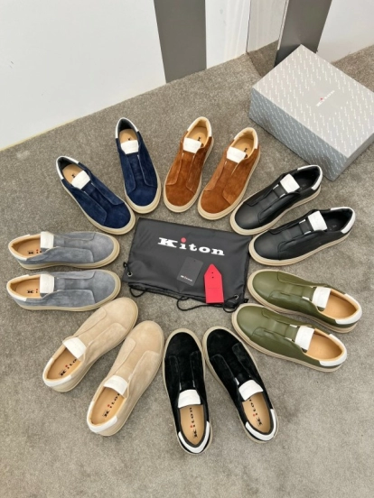 2025 Men Kiton Apricot Calf Suede Slip-On Casual Shoes AS00320