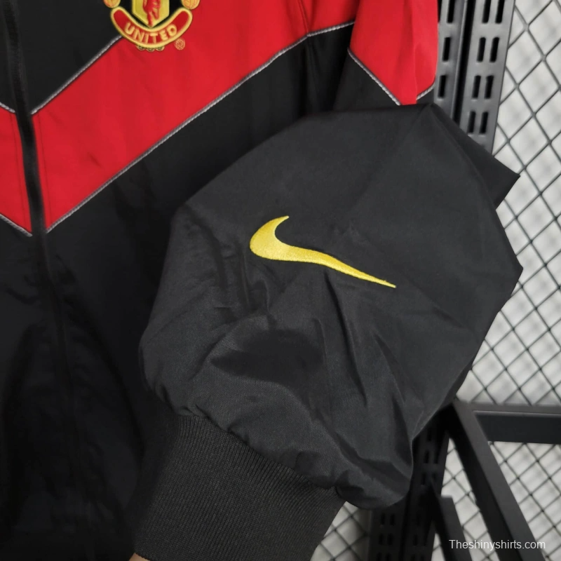 25/26 Manchester United Jacket Black/Red Windbreaker