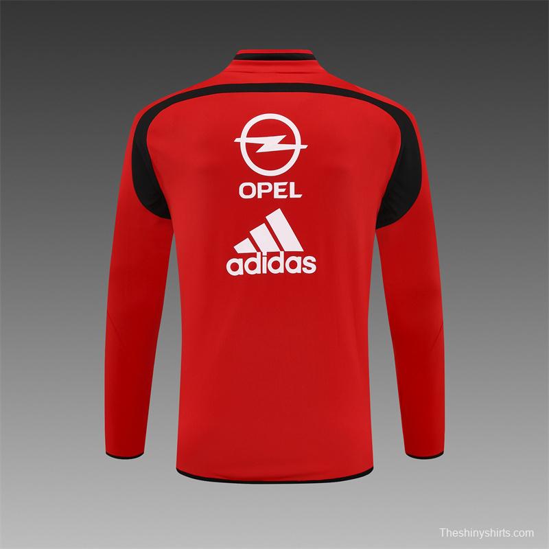 Retro 04/05 AC Milan Red Half Zipper Jacket+Long Pants