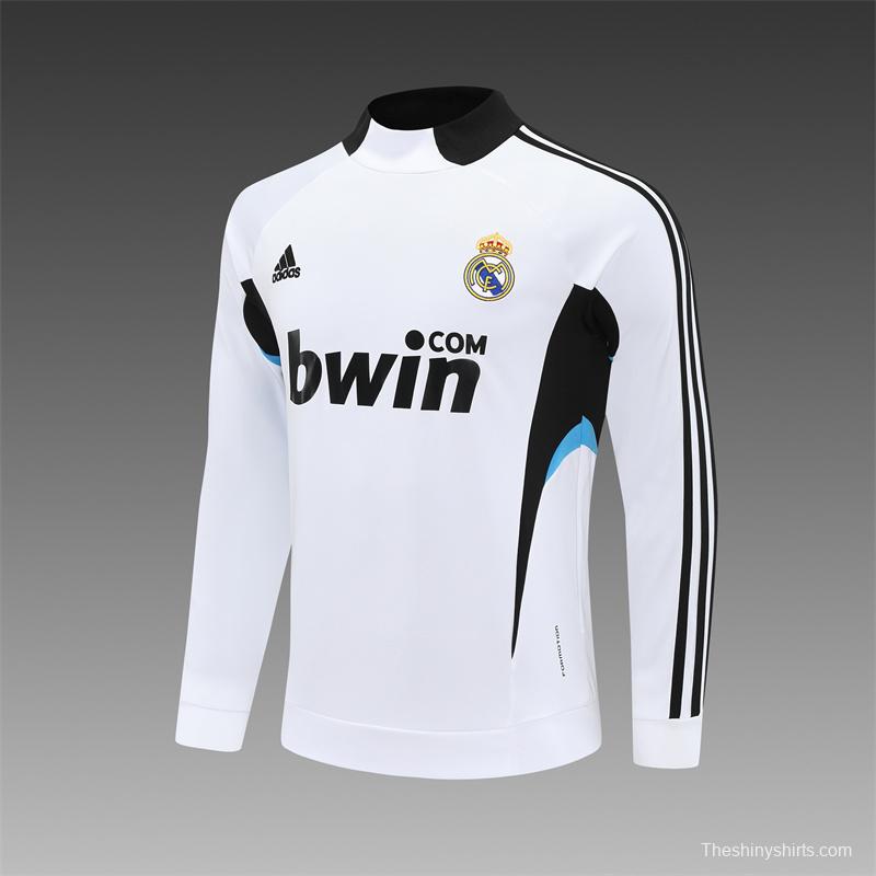 Retro 08/09 Real Madrid White Half Zipper Jacket+Long Pants