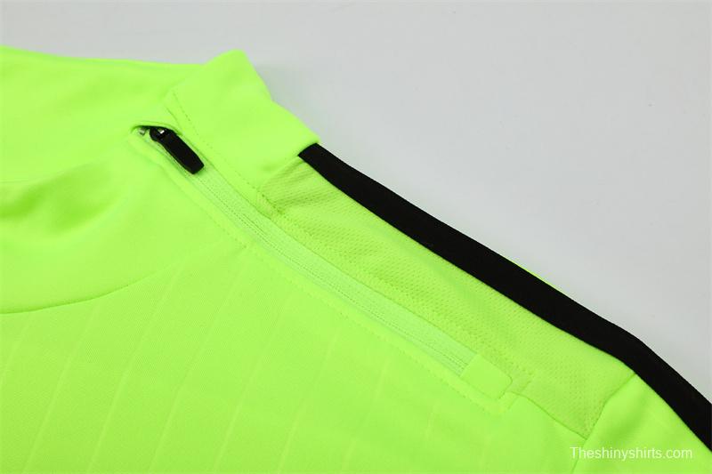 Retro 15/16 Real Madrid Fluorescent Green Half Zipper Jacket