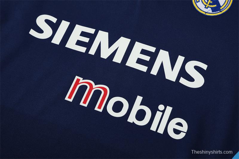 Retro 03/04 Real Madrid Royal Blue Half Zipper Jacket+Long Pants