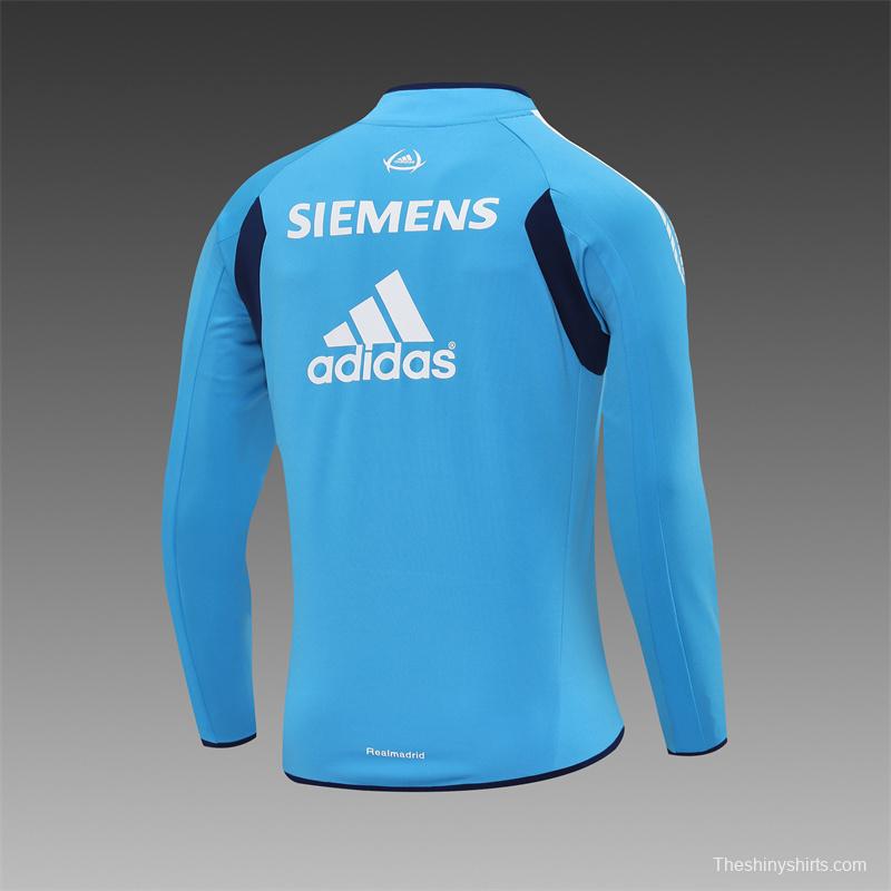 Retro 05/06 Real Madrid Light Blue Half Zipper Jacket+Long Pants
