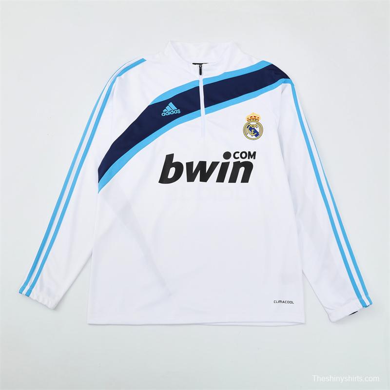 Retro 09/10 Real Madrid White Half Zipper Jacket+Long Pants