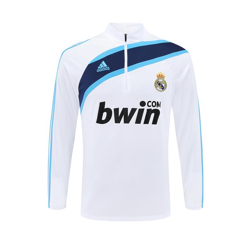 Retro 09/10 Real Madrid White Half Zipper Jacket+Long Pants