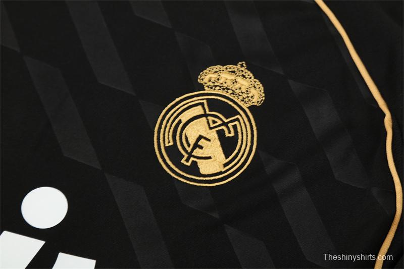 Retro 11/12 Real Madrid Black Half Zipper Jacket+Long Pants