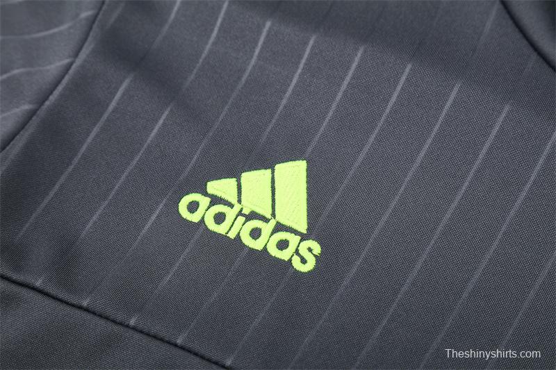 Retro 15/16 Real Madrid Dark Grey Half Zipper Jacket+Long Pants