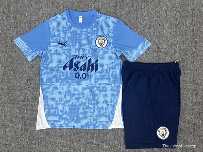 25/26 Kids Manchester City Light Blue Camouflage Short Sleeve+Soccer Shorts