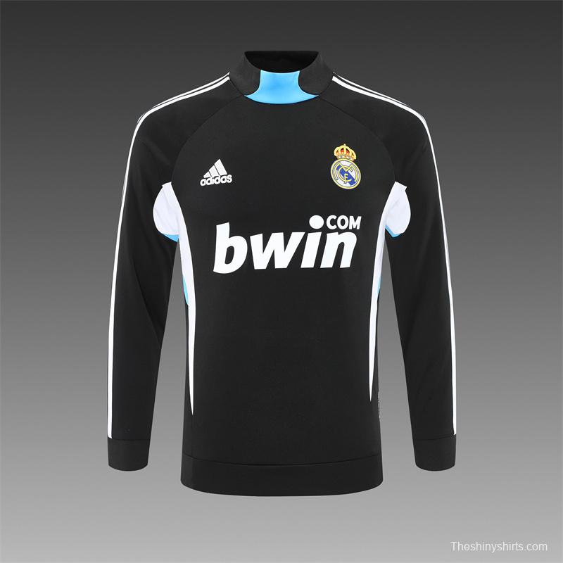 Retro 08/09 Real Madrid Black Half Zipper Jacket+Long Pants