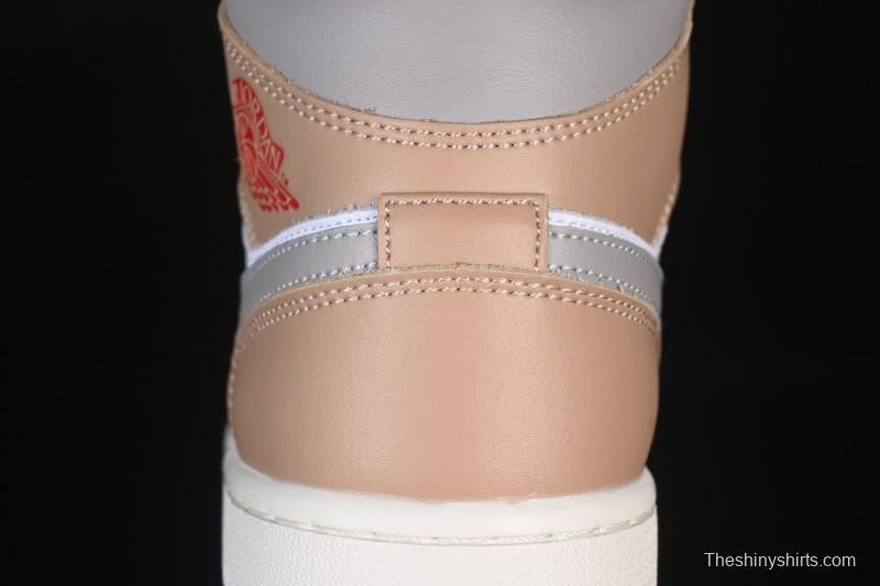 Nike Air Jordan 1 Mid AJ1 White Wheat Mid-Top Casual Sneakers - DQ8426-200