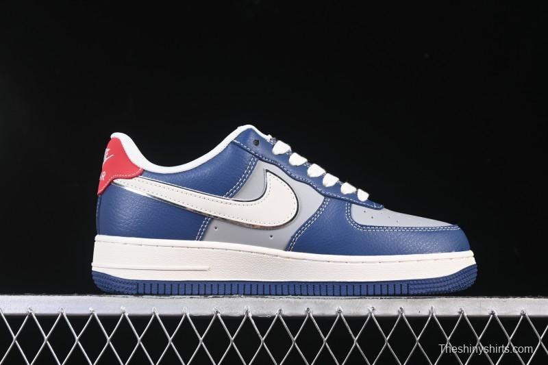 Nike Air Force 1 '07 Low Supreme Collaboration White Blue Gray Red Casual Sneakers - XD2588-602