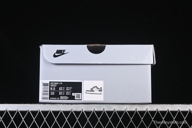 Nike Air Force 1'07 Low Black White Cracked Leather Casual Sneakers - ZH0316-118