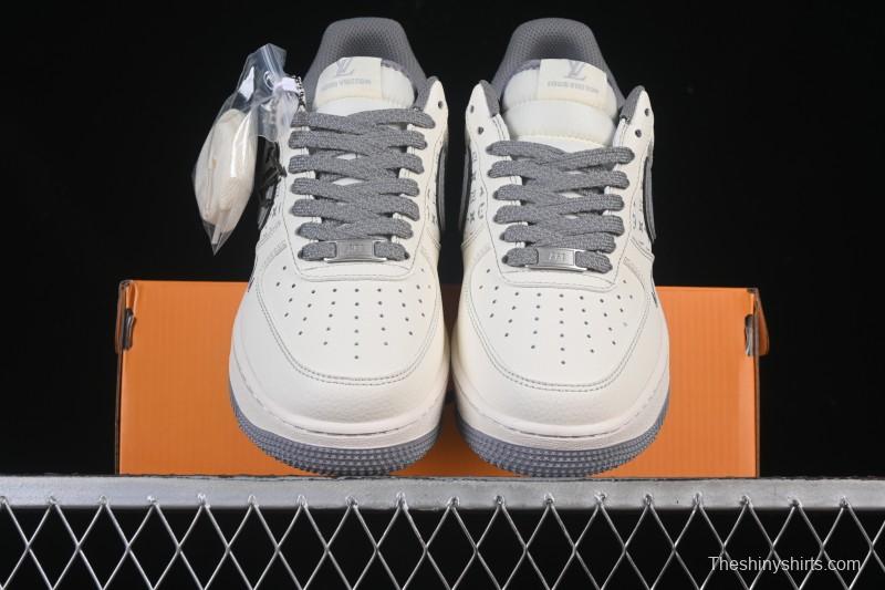 Nike Air Force 1 '07 Low LV Collaboration Printed Beige Swoosh Casual Low-Top Sneakers - HH7518-079