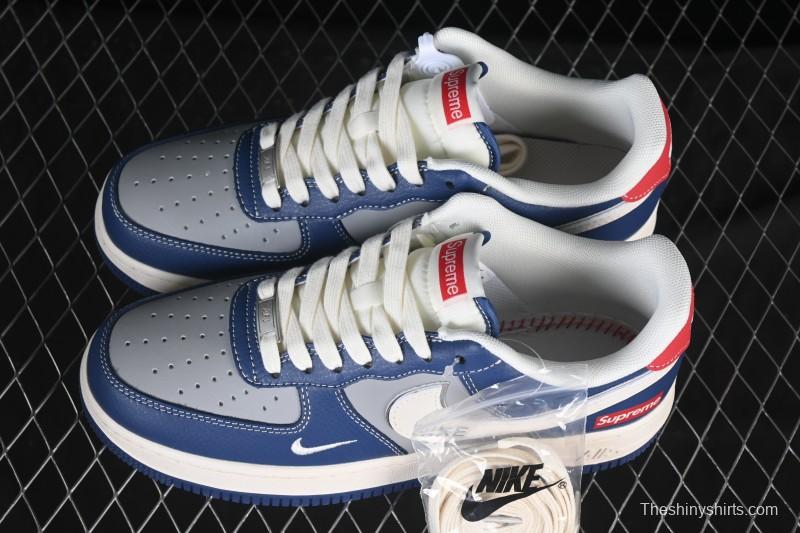 Nike Air Force 1 '07 Low Supreme Collaboration White Blue Gray Red Casual Sneakers - XD2588-602