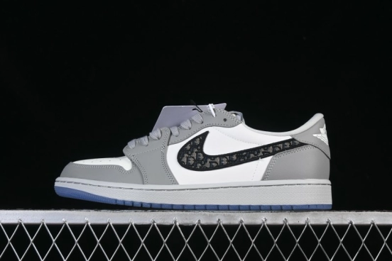Dior Air Jordan 1 Low White Grey Collaboration Low-Top Sneakers - CN8608-002