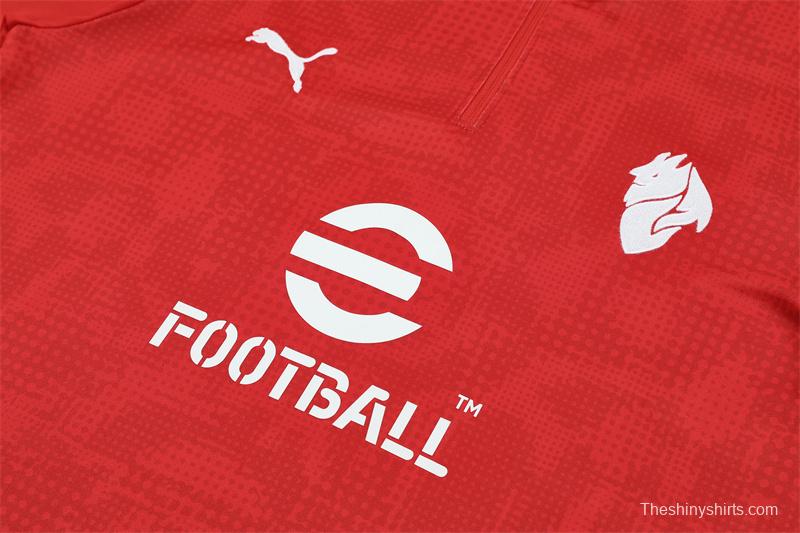 25/26 AC Milan Red Camouflage Half Zipper Jacket+Long Pants