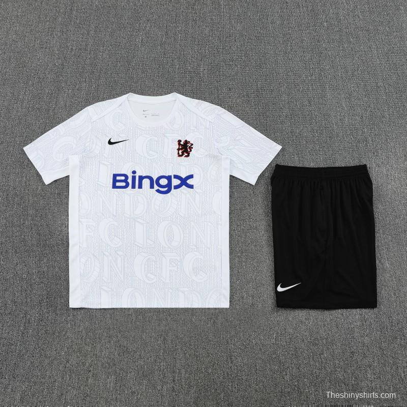 25/26 Chelsea White Short Sleeve Jersey+Shorts