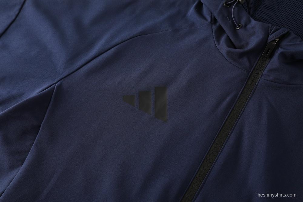 2025 Adidas Royal Blue Half Zipper Jacket+Long Pants S-2XL