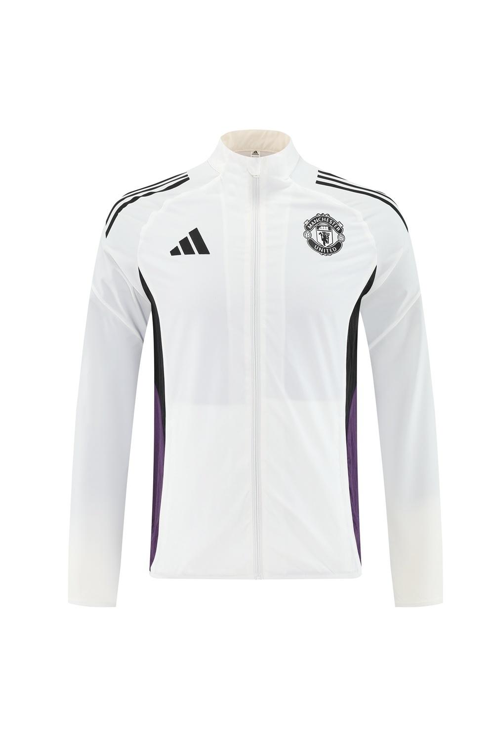 25/26 Manchester United White S-3XL Half Zipper Jacket+Long Pants