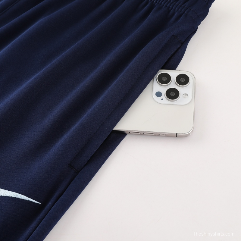 2025 France Royal Blue Half Zipper Jacket+Long Pants