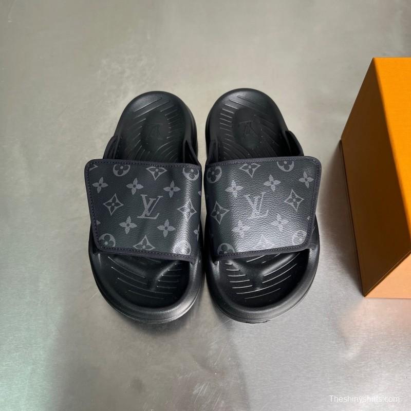 Louis Vuitton Miami Mule Slip-On Sandals with Hook-and-Loop Fastener - YC