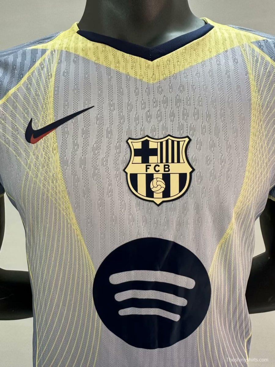 Player Version 25/26 FC Barcelona Grey with Yellow Accent Lines Jersey