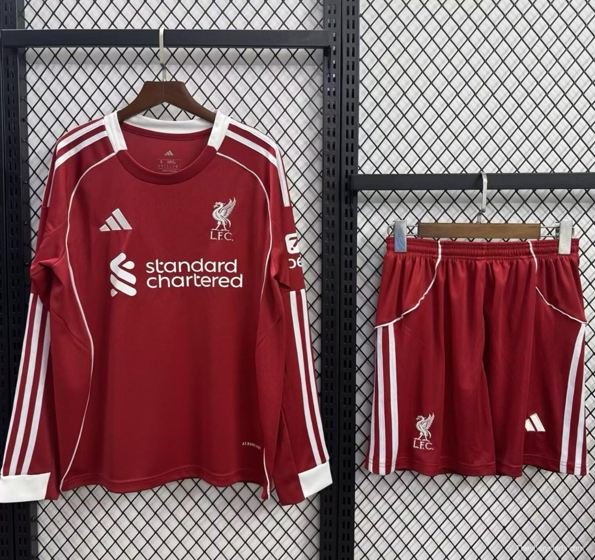 25/26 Kids Liverpool Home Long Sleeve Jersey