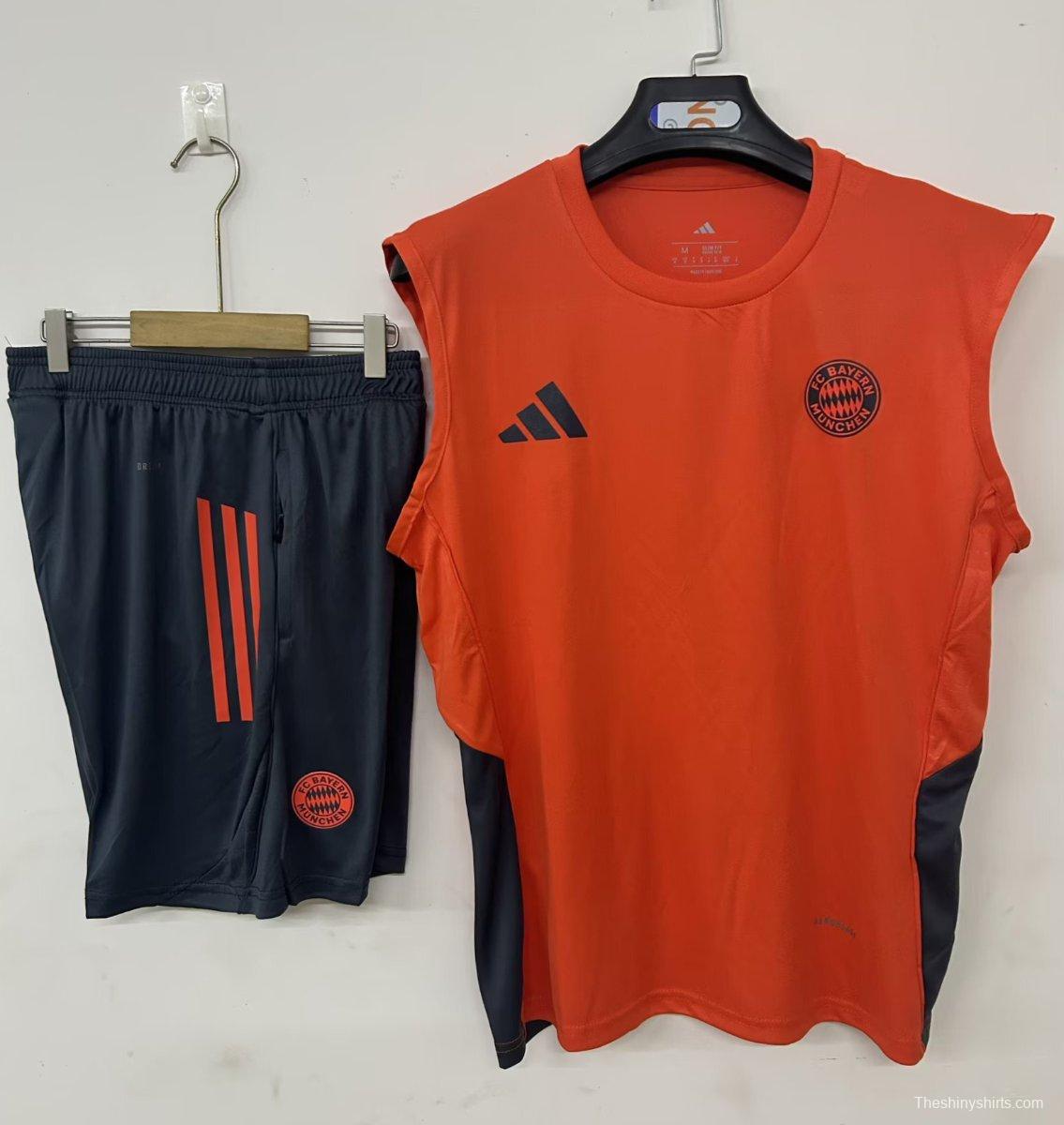 25/26 Bayern Munich Vest  Jersey Orange + Shorts